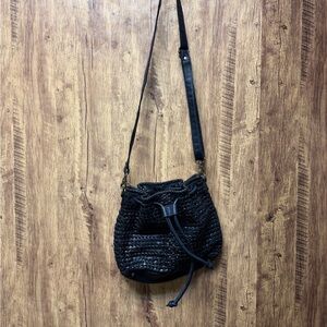 Elegant Black Woven Crossbody Bag